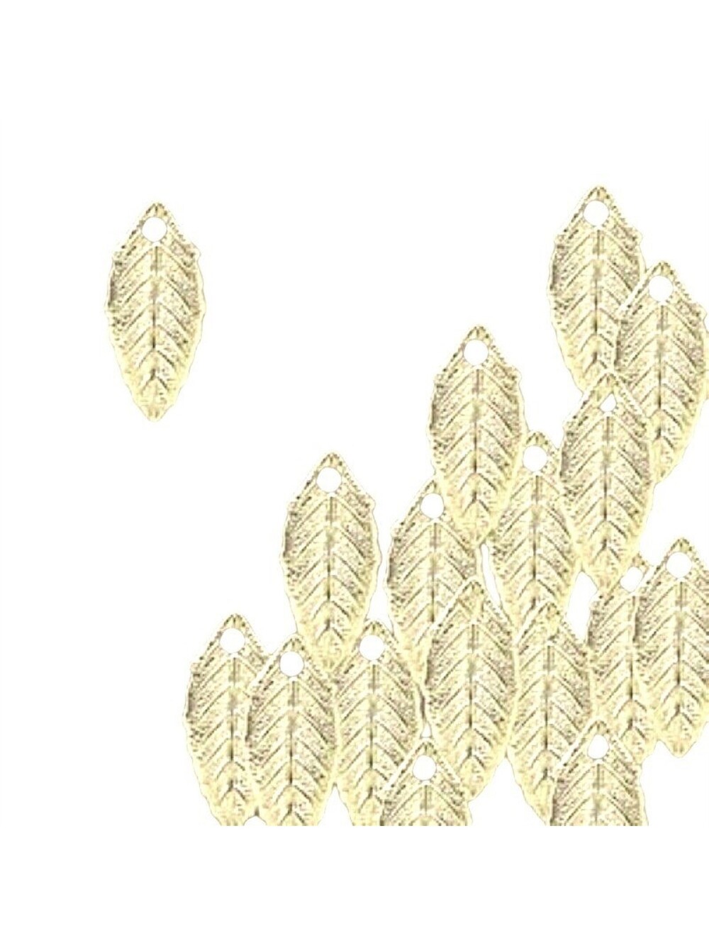 Gold 14K Plated 14mm Leaf Feather Drops Charms Beads 10 pcs